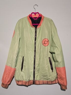 Pastel Green and Peach Bomber Jacket Pokemon Grookey